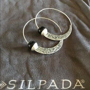 Silpada black onyx large hoop earrings